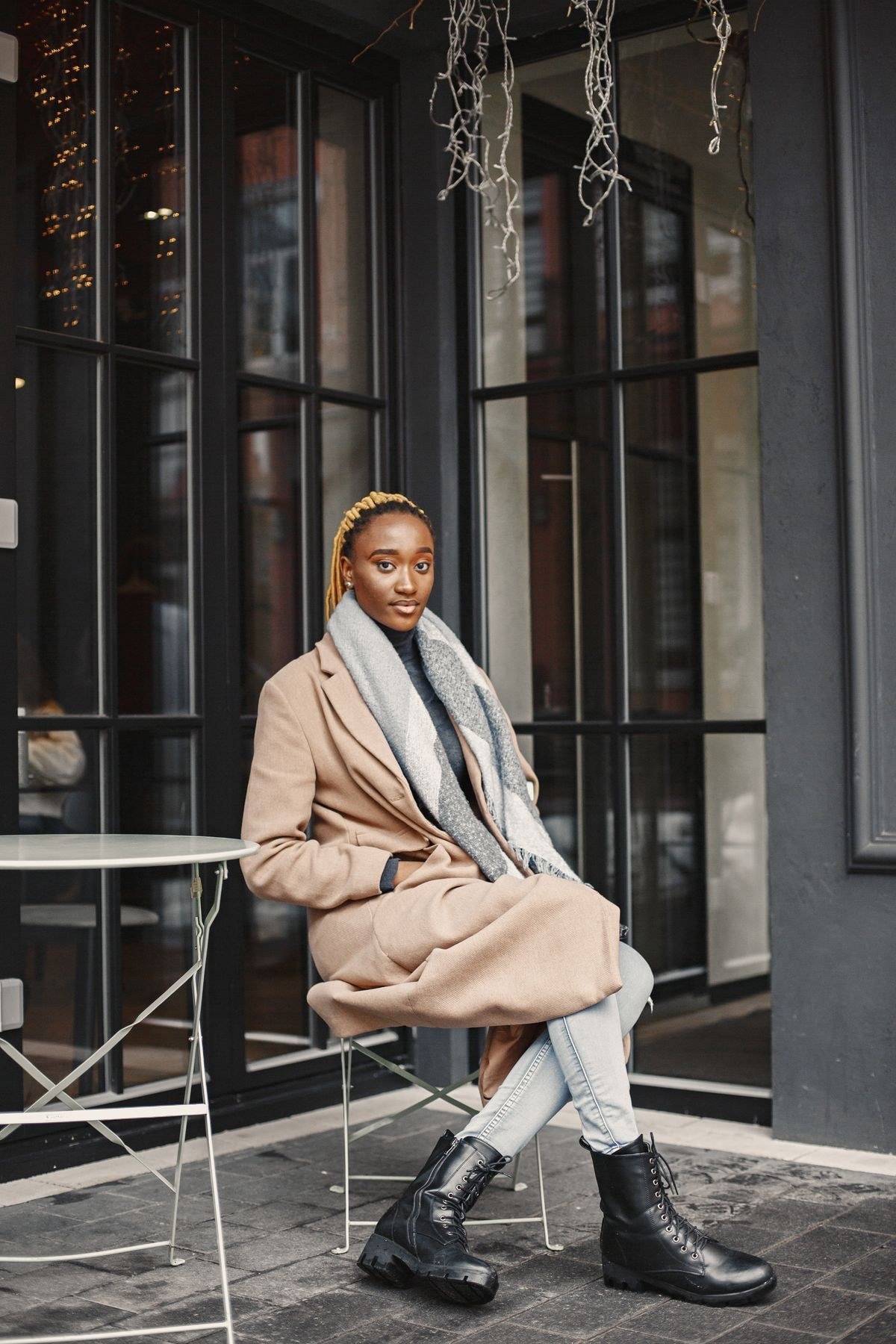 Petite styling tips for a scarf coat outfit