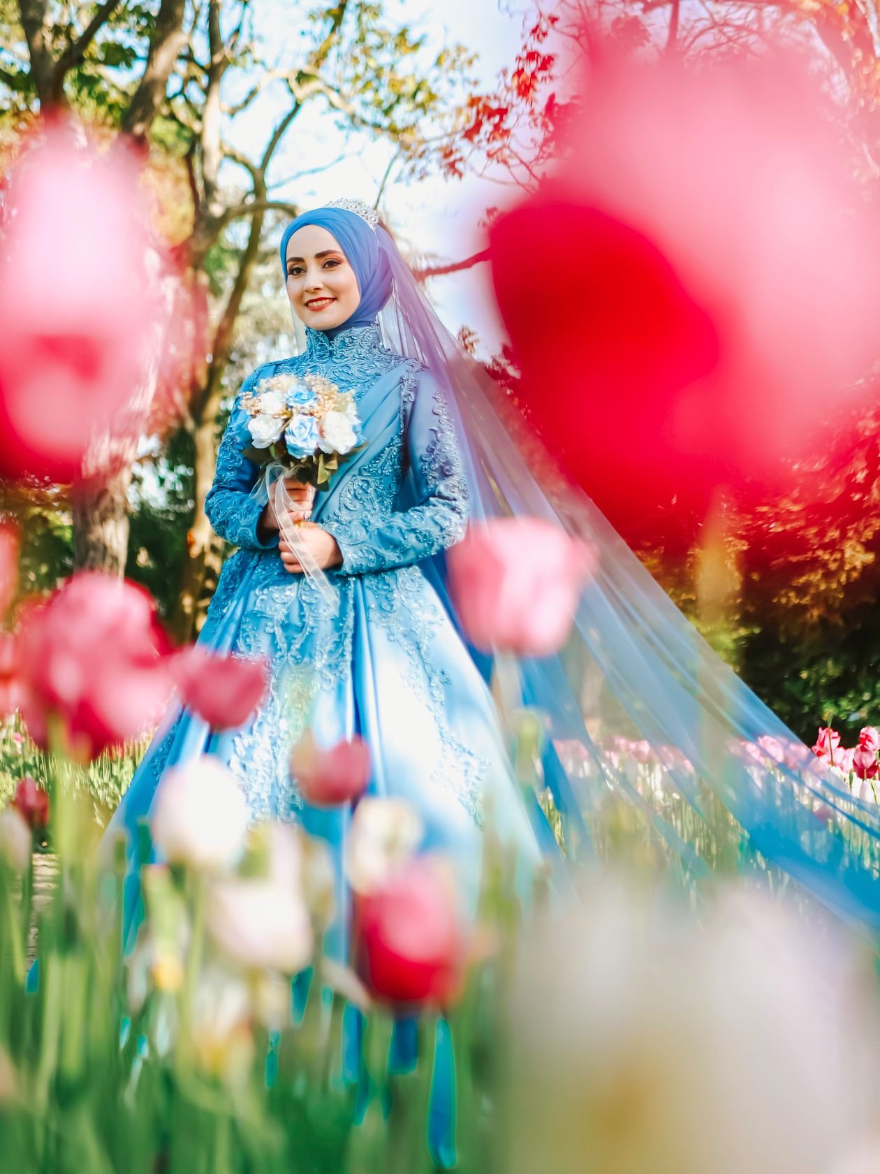 Vintage-Inspired Glacier Blue Gown example for Glacier blue wedding dress ideas