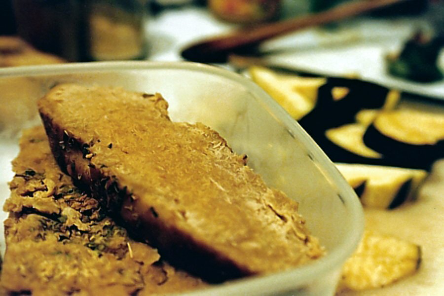 Spices, soy sauce and pantry staples arranged for seitan cooking