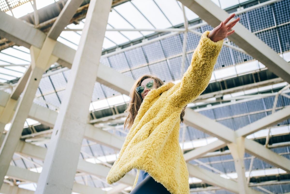 Faux fur coat with a satin party skirt