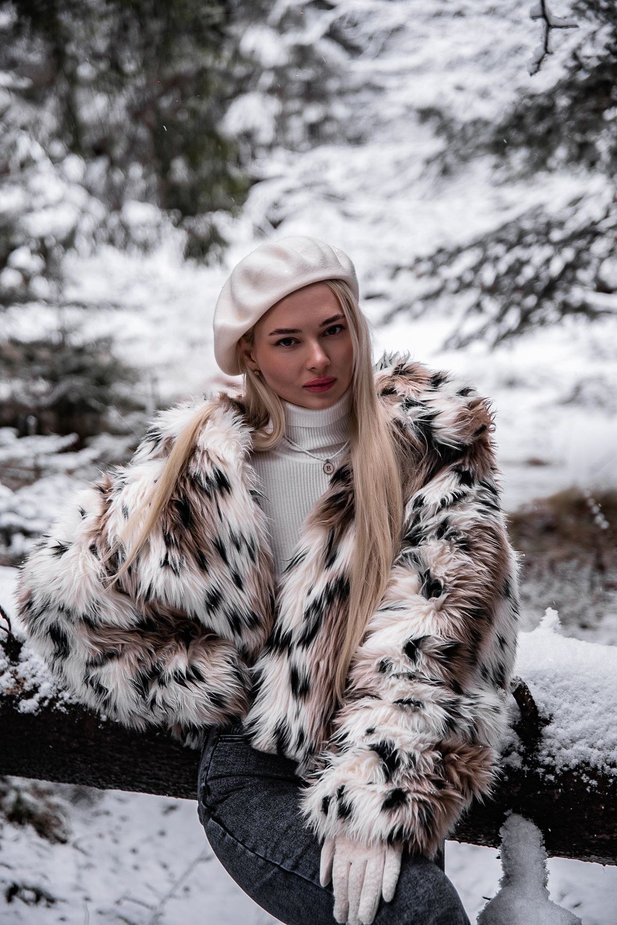 Shearling coat layered over a hoodie