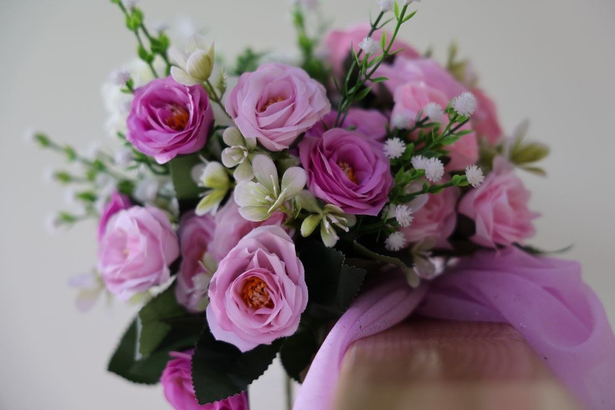 Burgundy amaranthus bouquet with cream peonies