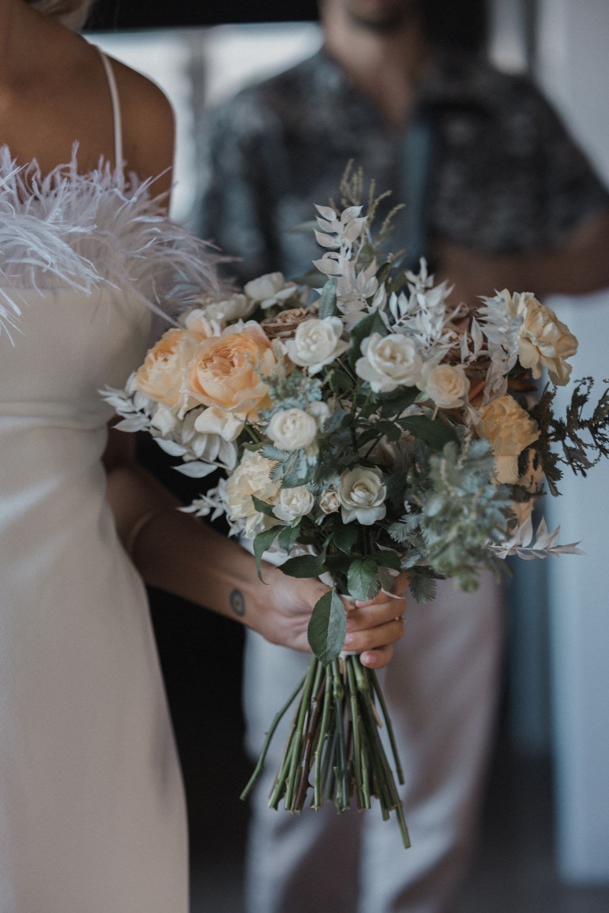 Wildflower bouquet with burgundy amaranthus