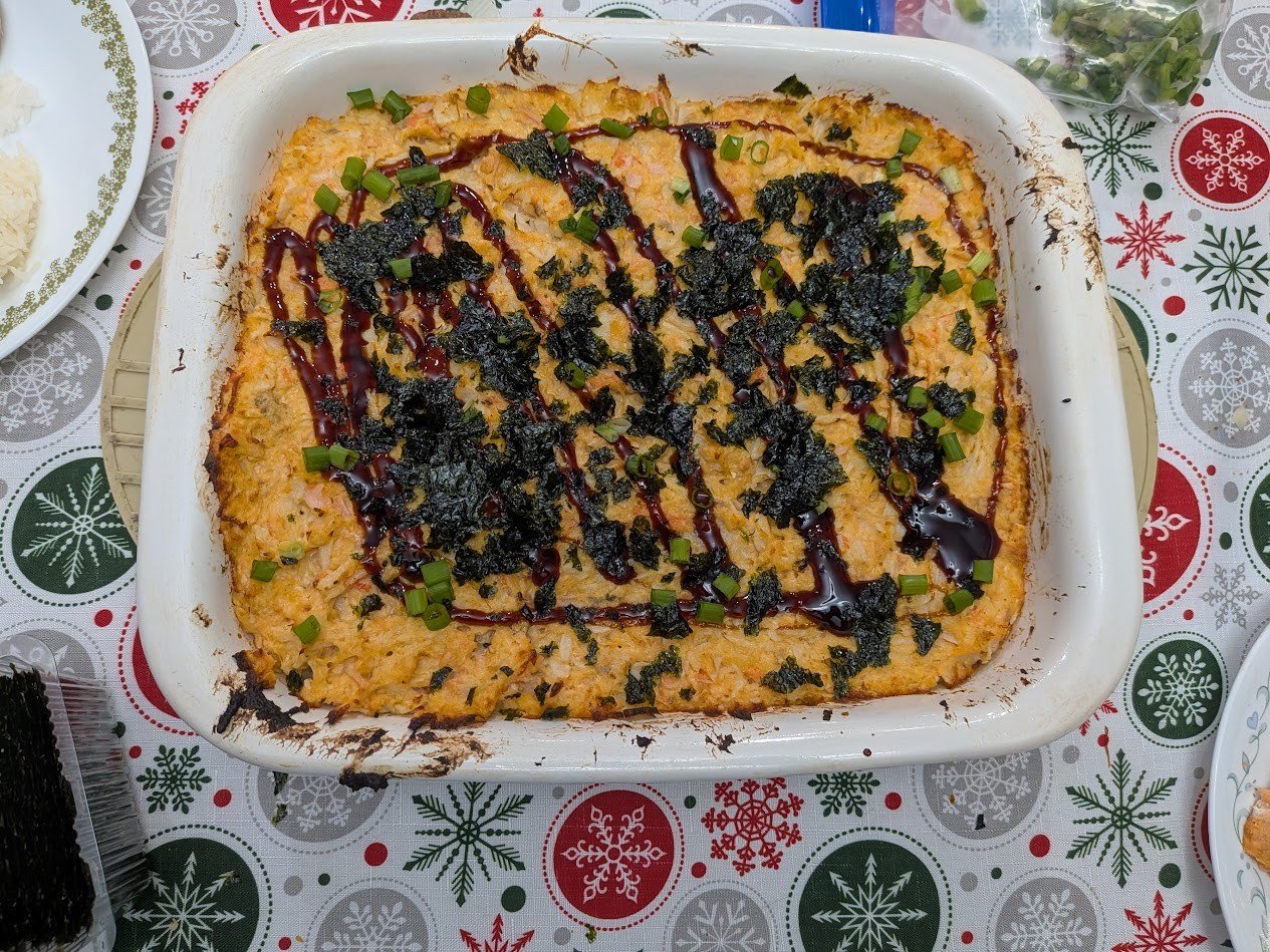 sushi bake tips with seaweed sheets and toppings