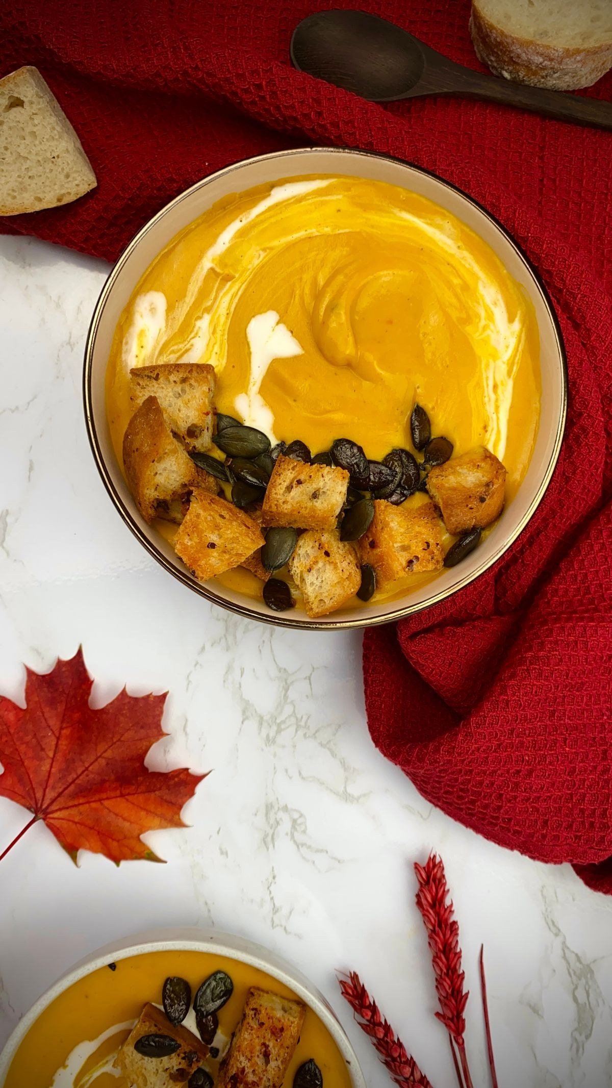 Roasting pumpkin halves in the oven