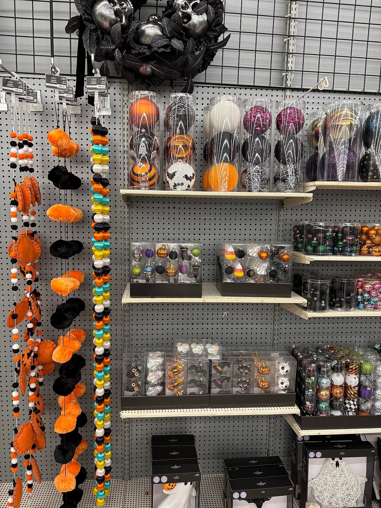Halloween garland with ornaments and spooky decorations