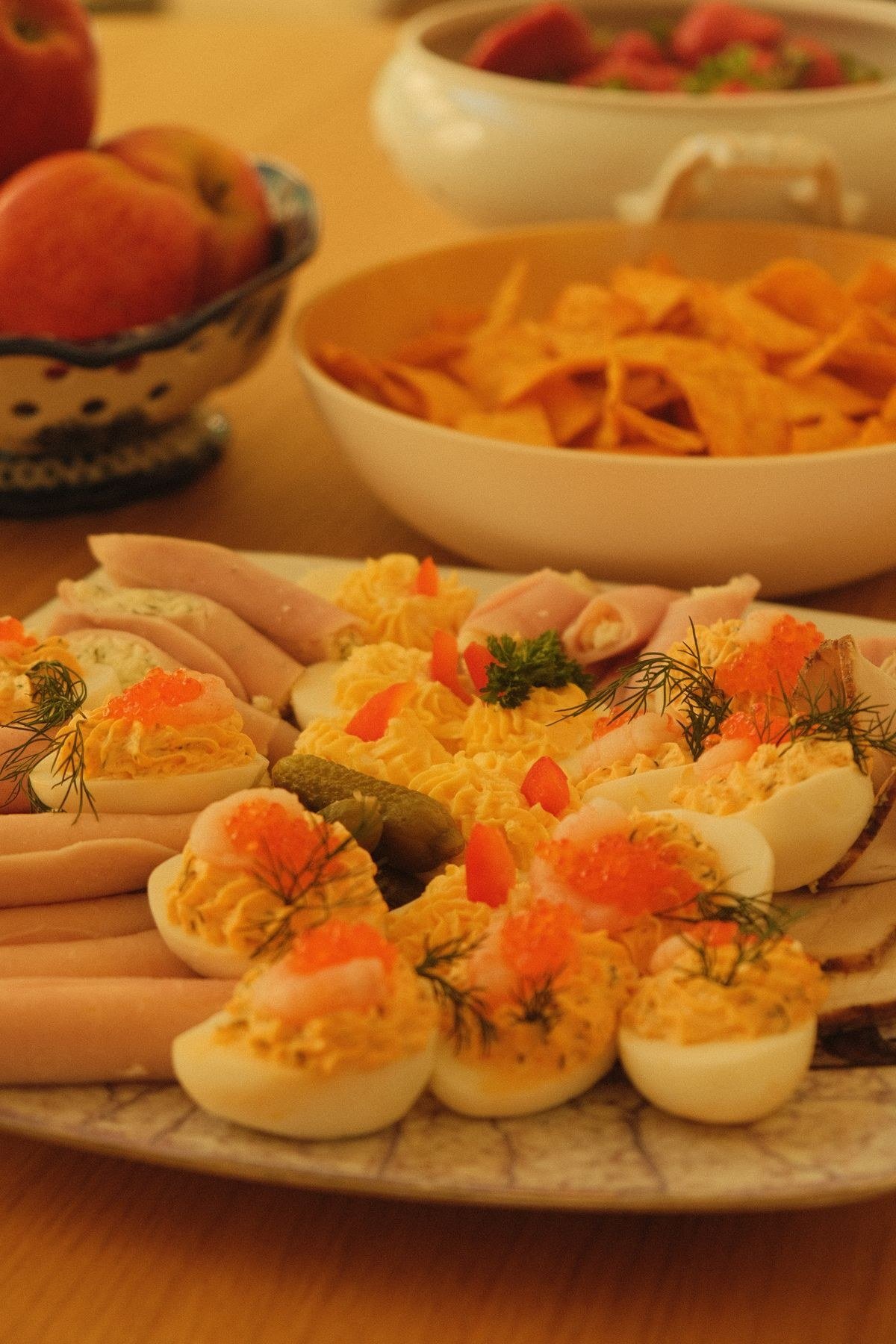 Piping deviled egg filling neatly
