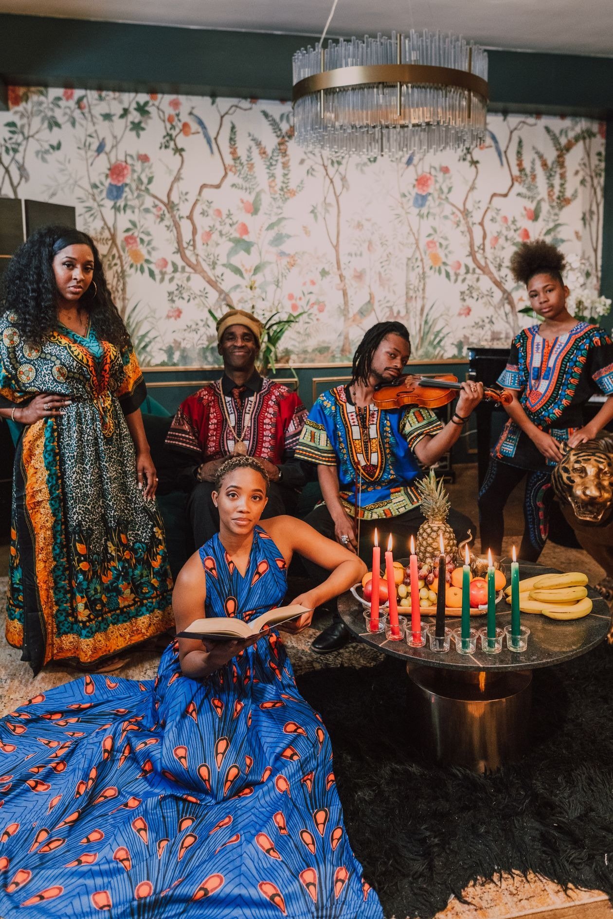 Warm candlelight and string lights for Kwanzaa evening