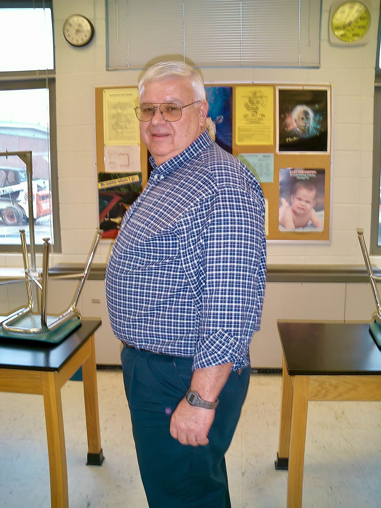 Science teacher in a classroom