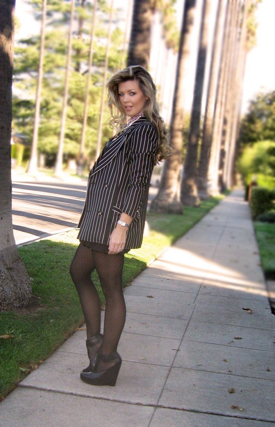 polka dot tights with satin slip skirt