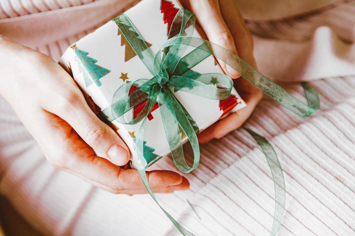 Homemade baked Christmas treats gift box