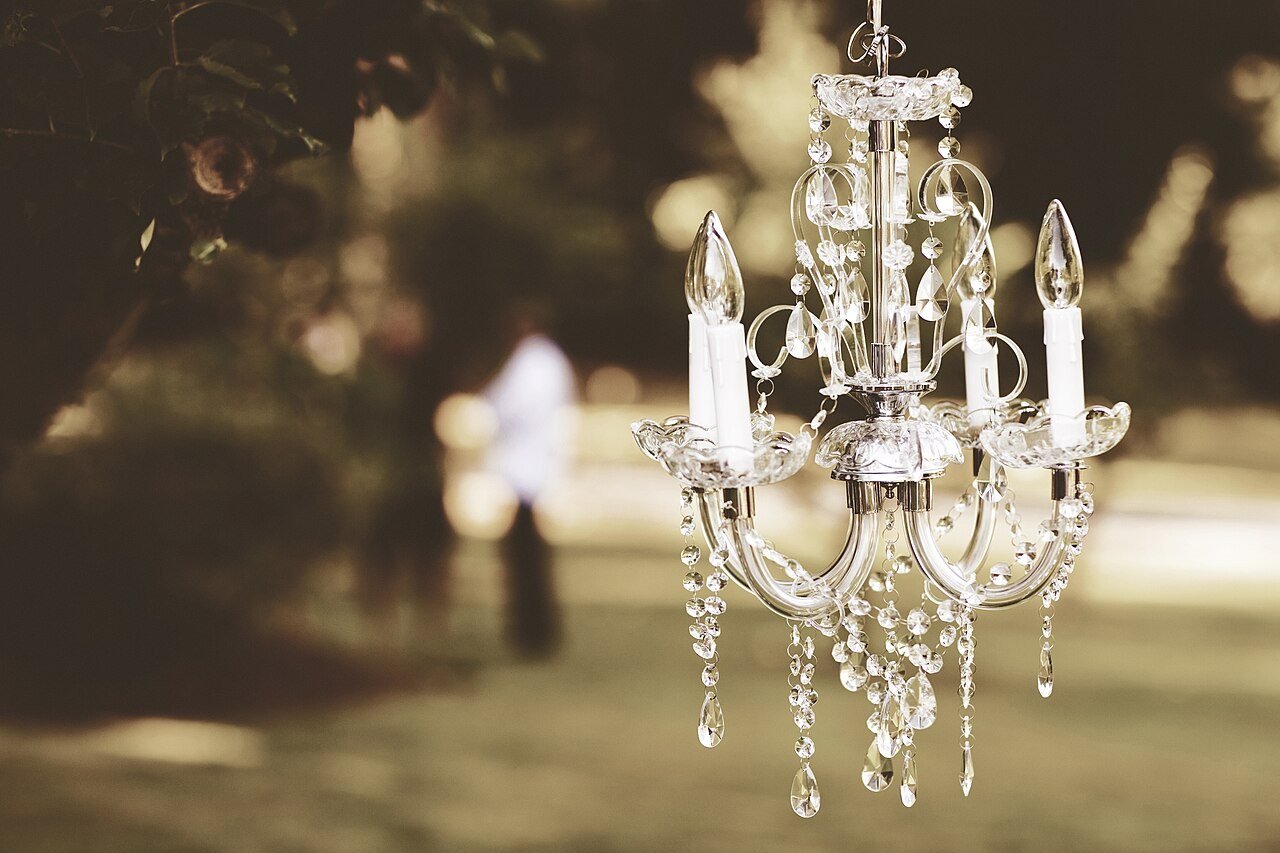 Crystal chandelier sparkling with light