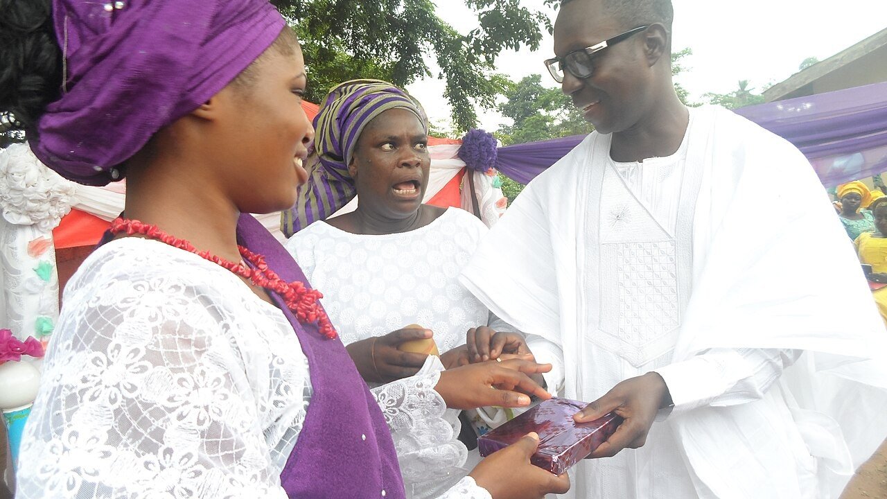Exchange of wedding rings at a ceremony