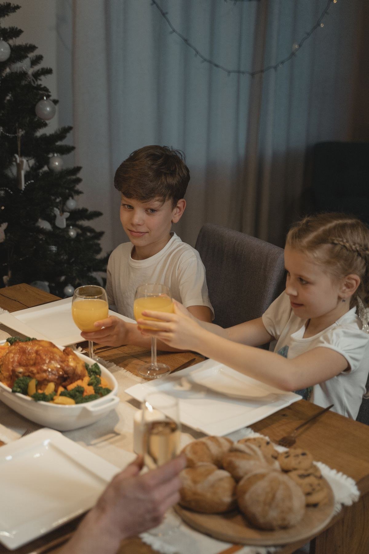 Children enjoying their own special Thanksgiving table separate from adults