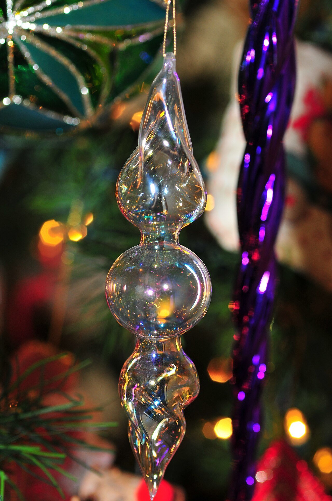 Clear and blue glass icicle ornaments