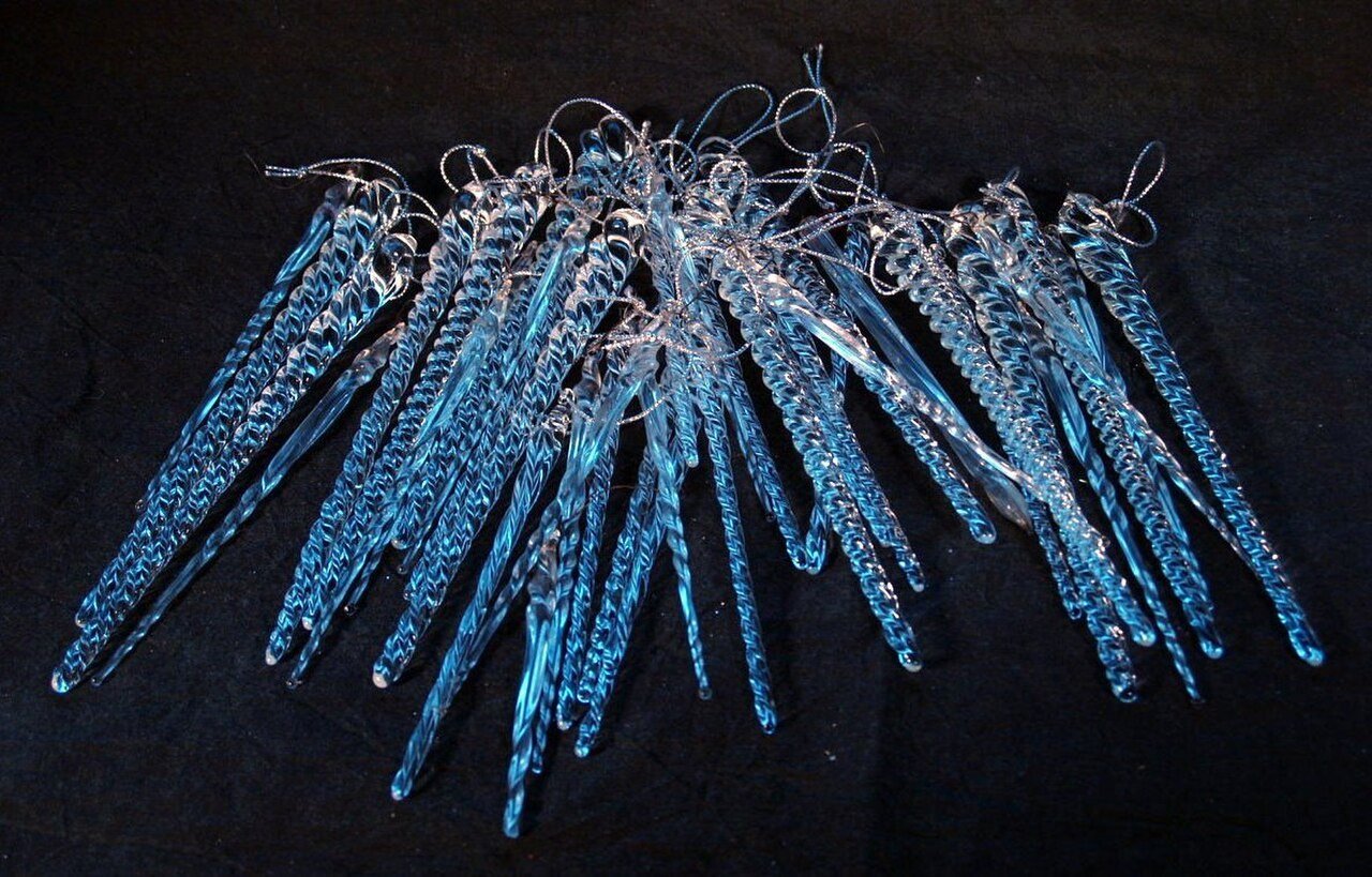 Delicate glass icicle Christmas ornaments