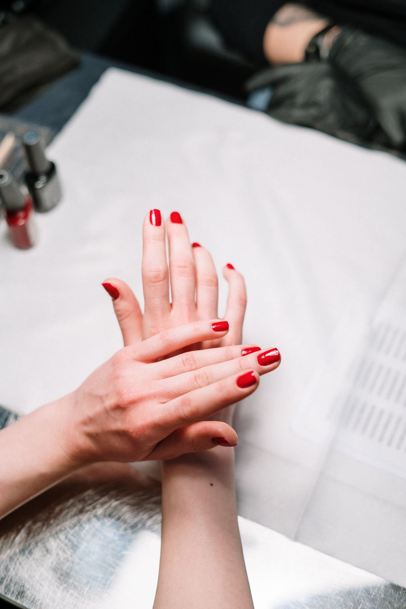 Professional salon manicure with a pristine milky chrome result
