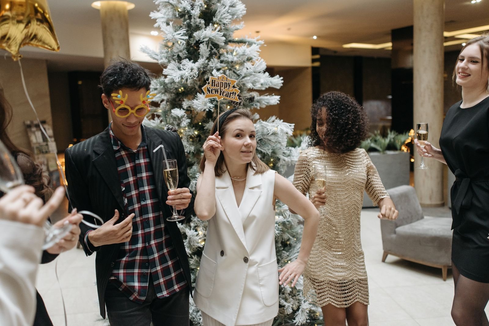 Guests enjoying a Christmas party table after the holiday transition