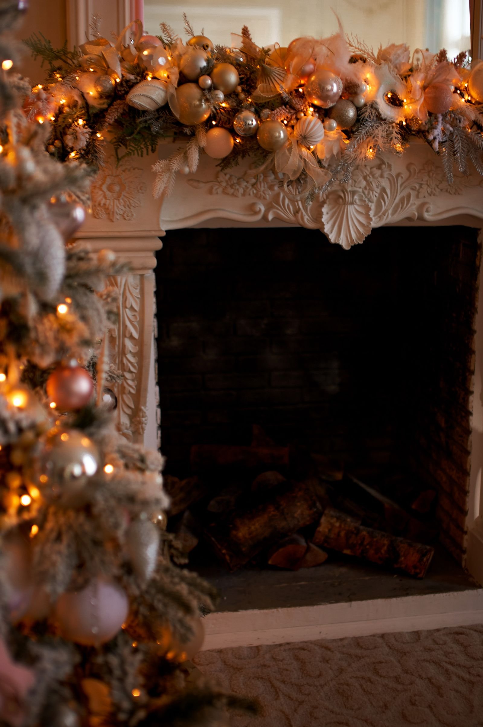 Cozy Christmas fireplace glow inspiring a warm holiday tablescape
