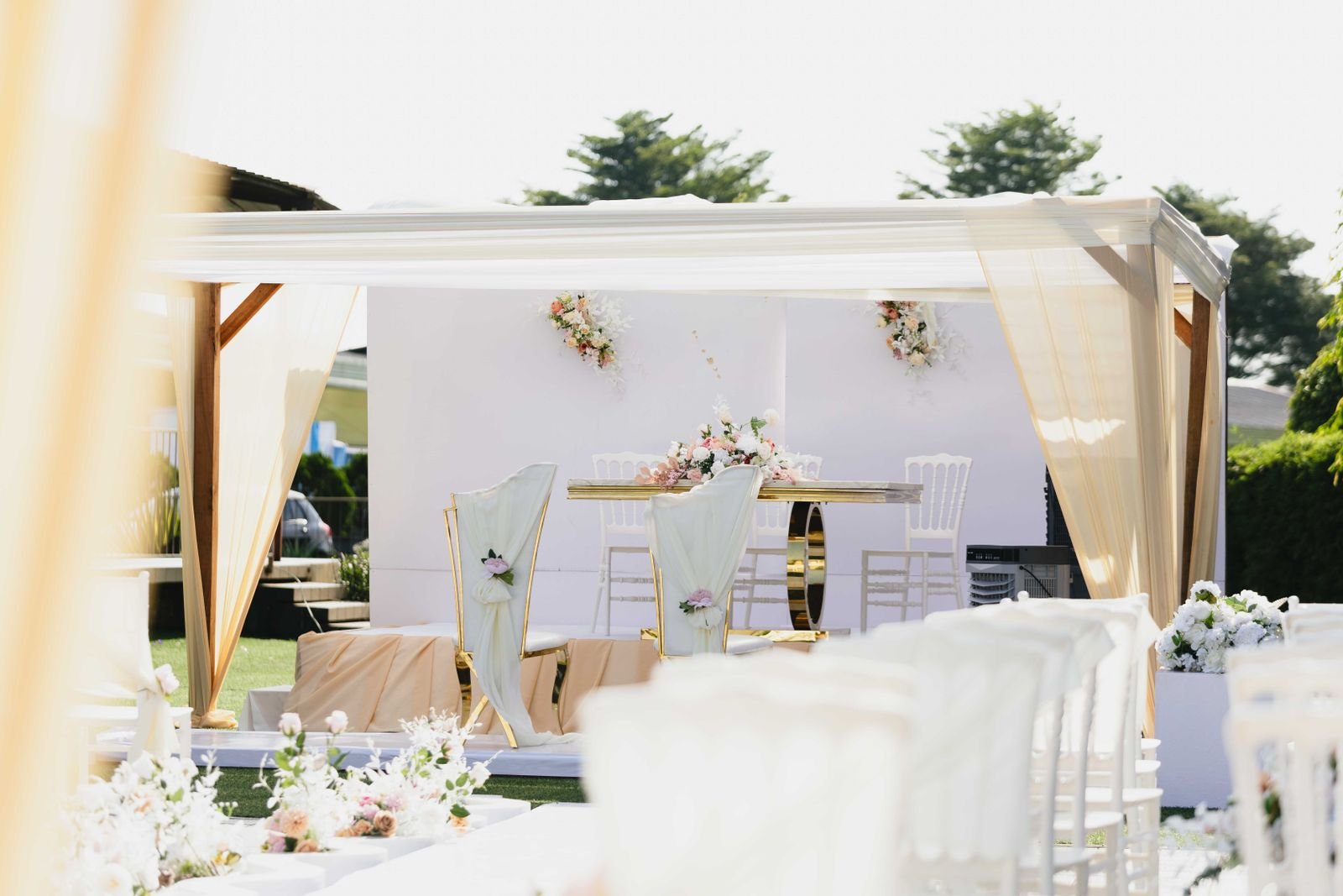 Elegant wedding venue styled with shimmering opalite accents