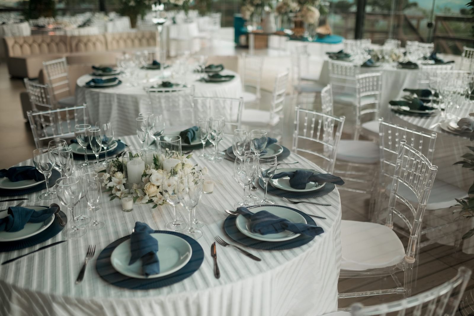 Opalite wedding reception with shimmering light installations