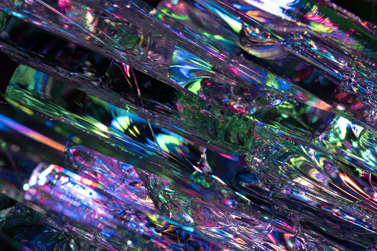 Colourful crystals showcasing refraction and vibrant hues