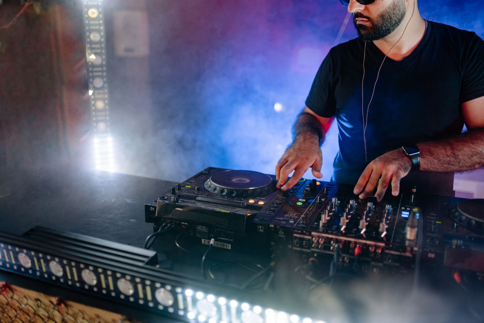 Nightclub-style dance floor at a jazz club wedding reception