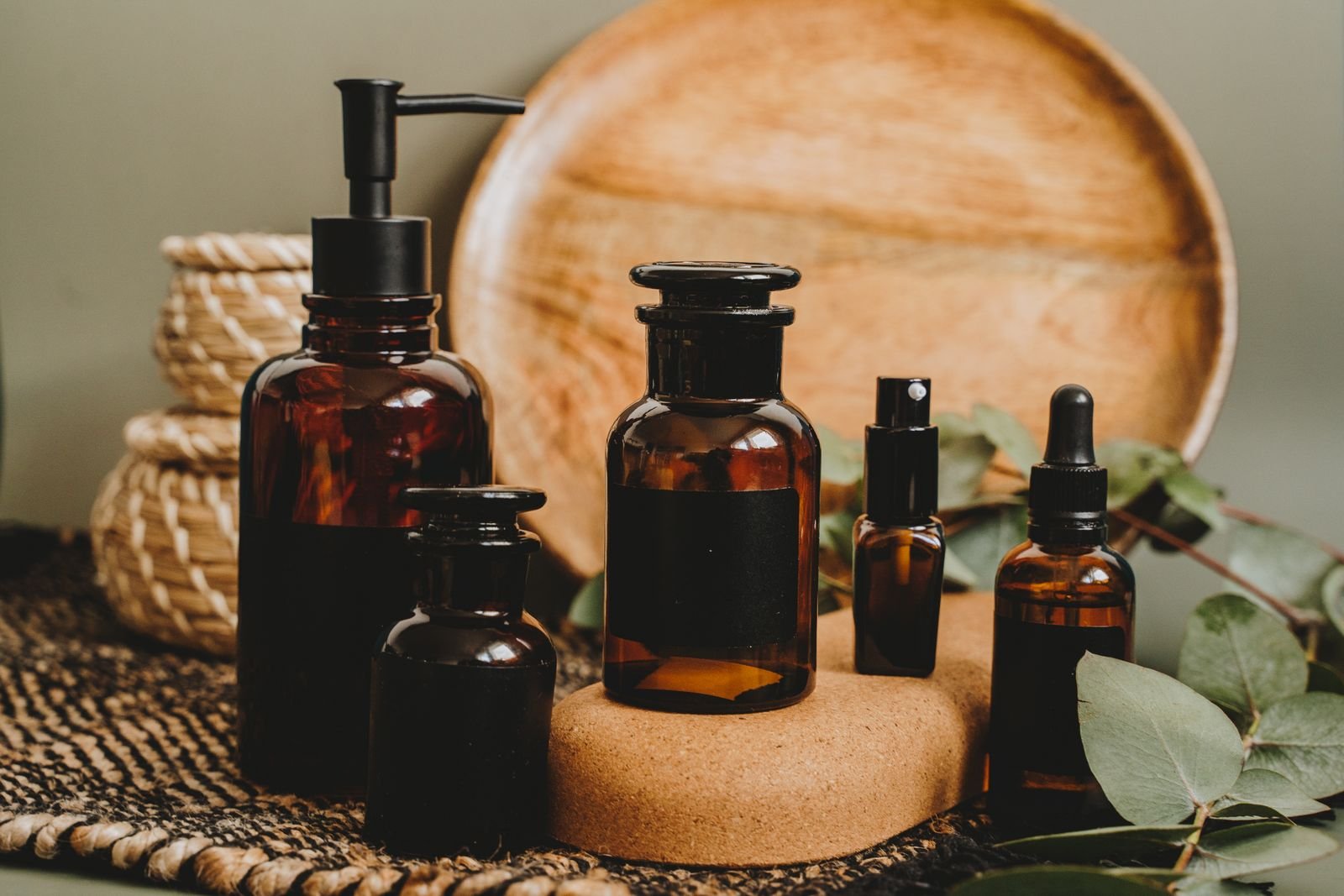 Collection of vintage apothecary bottles for witch Halloween décor